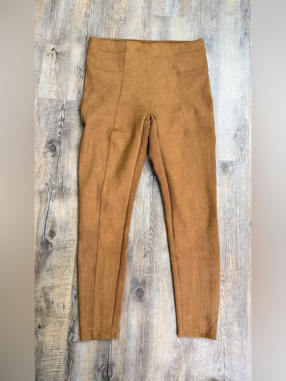 SPANX Faux Suede High-Rise Leggings in Camel Brown